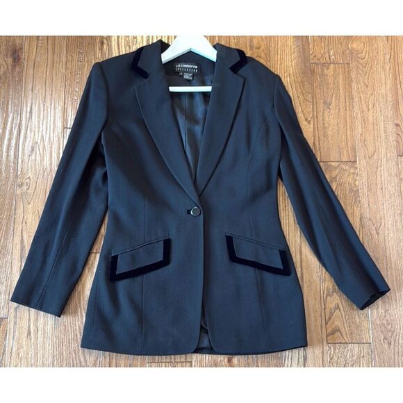 Liz Claiborne Collection Vintage 100% wool velvet trim blazer 6 - Picture 2 of 9